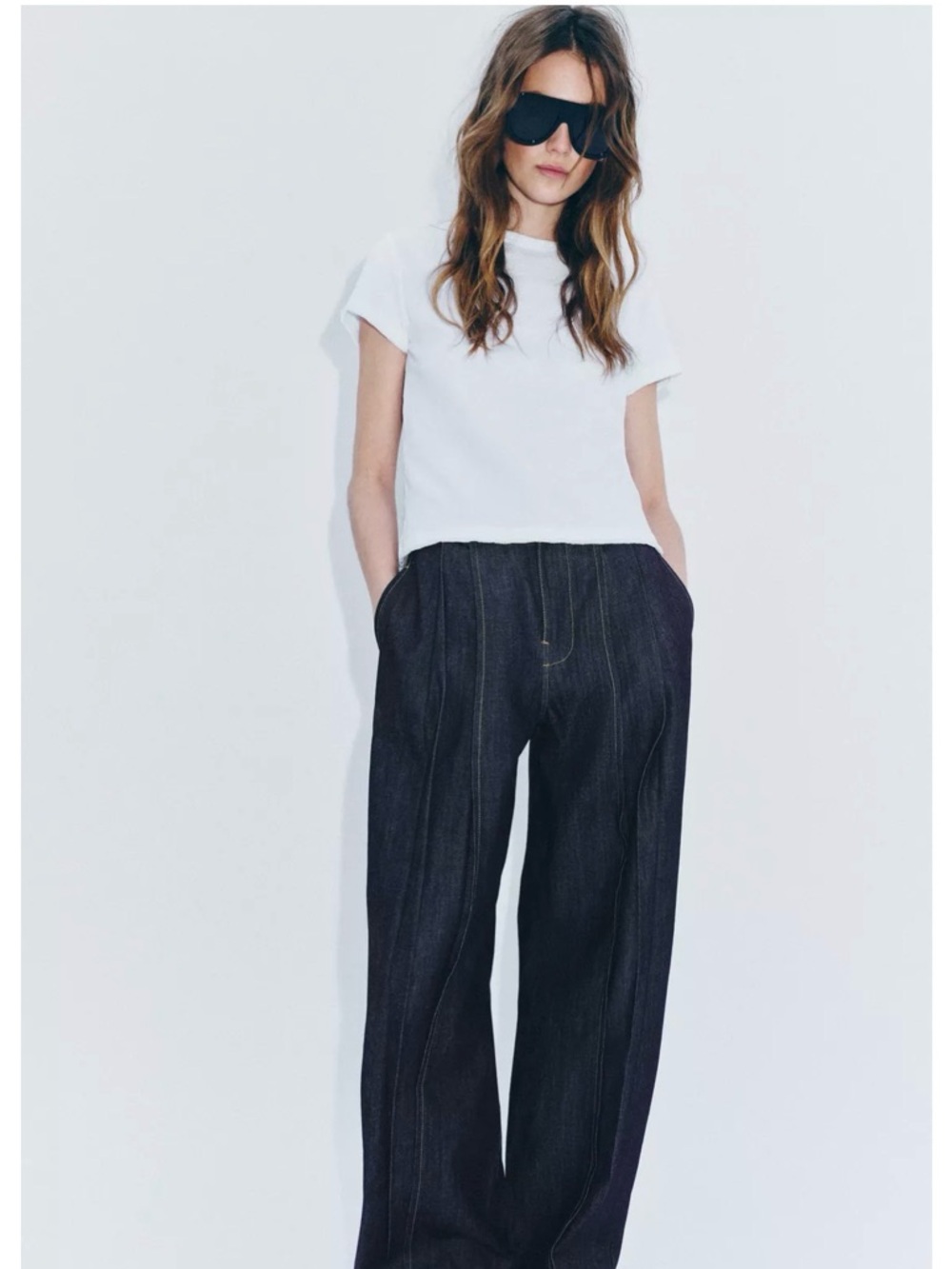 Zara White Short Sleeve Boxy Tee